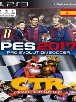 2 juegos  en 1 Pro Evolution Soccer 2017 mas Crash Team Racing (CTR) Ps3